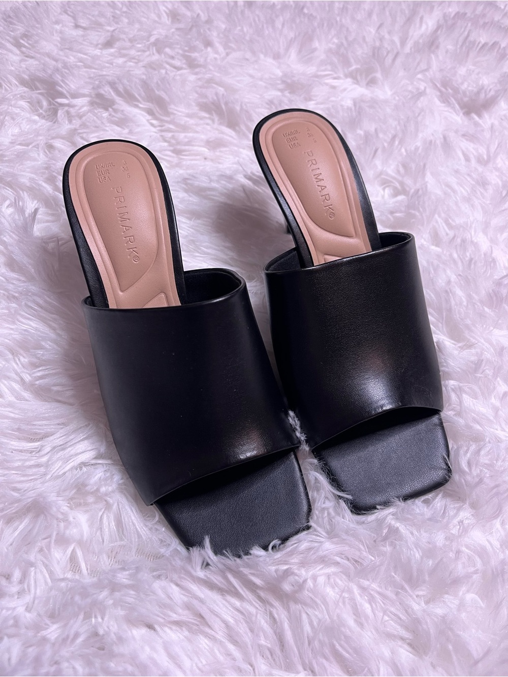 Primark Black Square Toe Slide Mules